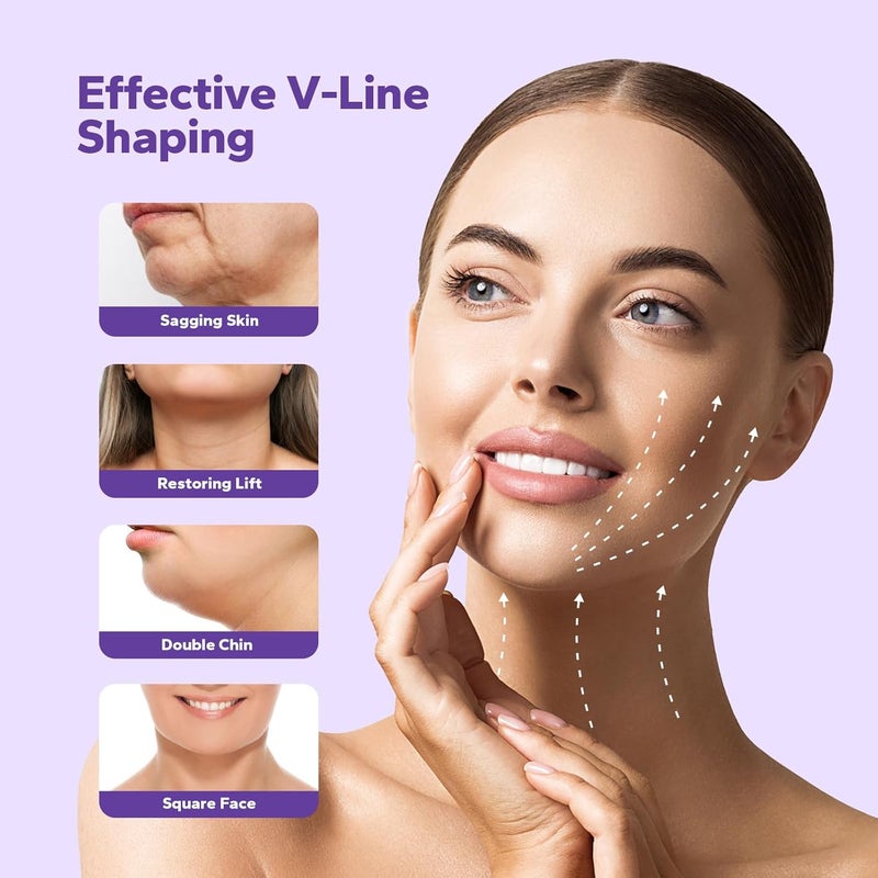 FairyFace Store حزام الذقن للنوم، حزام رفع خط V، قناع خط V، حزام وجه قابل لإعادة الاستخدام، لاصق رفع الذقن، حزام على شكل V، قناع وجه على شكل مخصص للترهل - Image 2